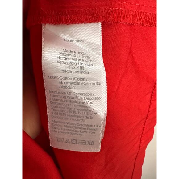 Madewell NWT Women’s Red Smocked Puff Sleeve Midi Dress in Poplin size Small - Picture 6 of 9